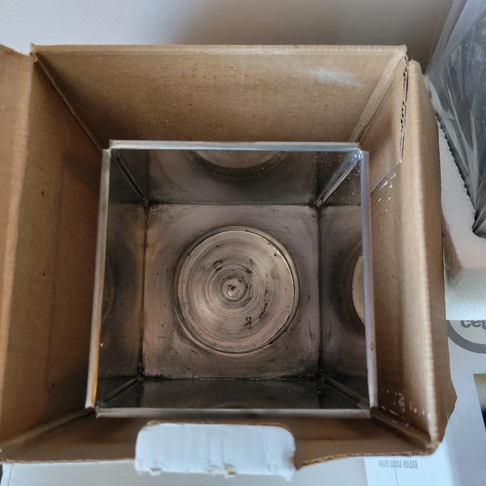 2 NIB Iron & Glass Basket Weave Candle Holders ~ Made in Mexico ~ Pretty! - Picture 6 of 16